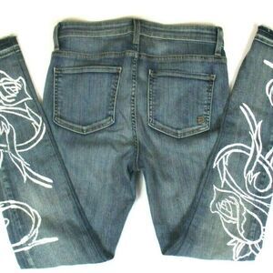 Fidelity Denim Jeans Sola Rebel Floral Mid Rise Ankle Dry Clean Women’s Size 27
